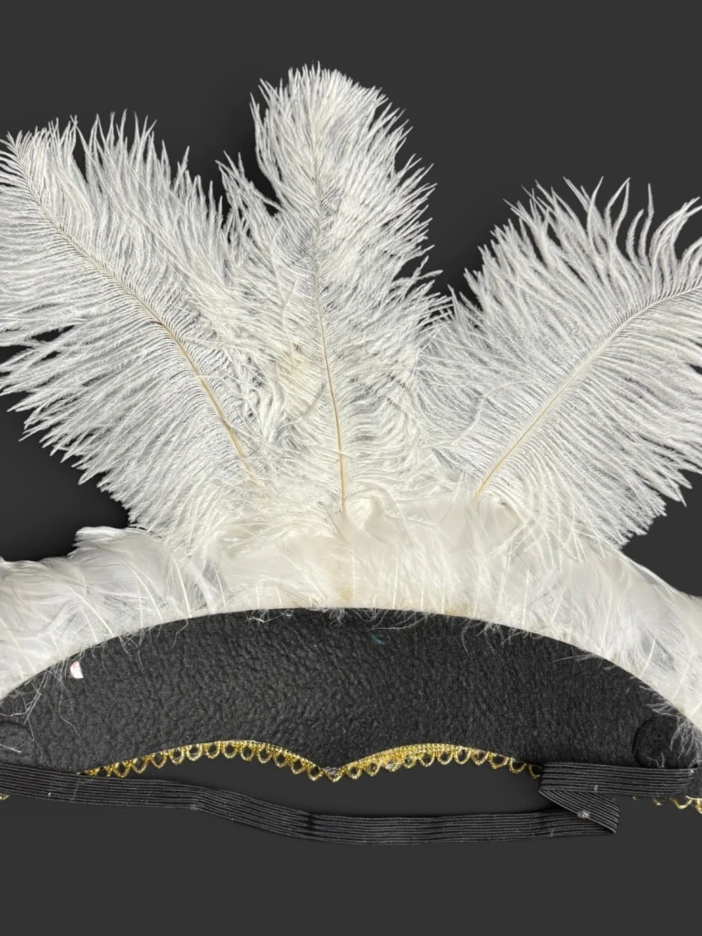 White Feather Carnival Headpiece, Mardi Gras Showgirl Headdress